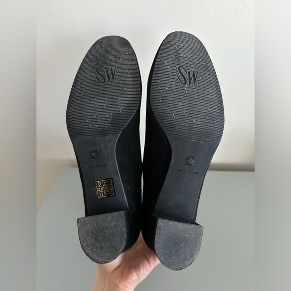 STUART WEITZMAN Siggy Bootie 55mm Suede Block Heel Sock Ankle Boots Black 6 / 36 - Picture 5 of 6